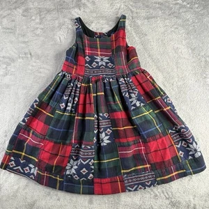 Ralph Lauren Girls Dress 4T Tartan Plaid Patchwork Cotton Red Sleeveless Lined - Picture 1 of 14