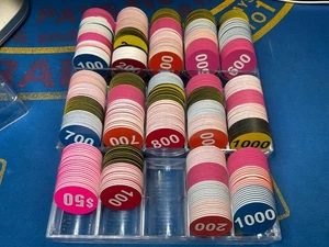 CASINO LAMMER SET MIT KLAREN GESTELLEN & ABDECKUNGEN 100er STÜCK-$50—$1000 - Bild 1 von 16