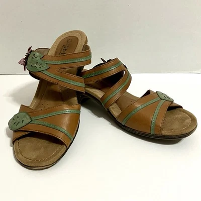 Женские кожаные сандалии Cobb Hill By New Balance без шнуровки 11 М коричневые с цветочным узором богемное - Изображение 1 из 4