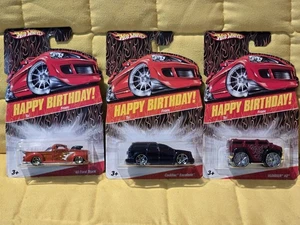 Hot Wheels 2008 Happy Birthday Cars 1940 Ford Pickup, Cadillac Escalade, Hummer - Bild 1 von 5