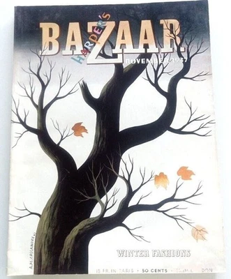Harper's Bazaar Magazine November 1937 Cassandre Cover Winter Fashions 192 pages - Imagem 1 de 4
