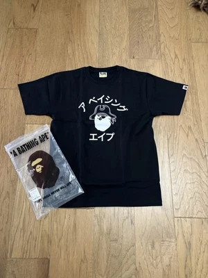 Auténtica camiseta universitaria pirata katakana a bathing ape negra L nueva Foto 1 de 4