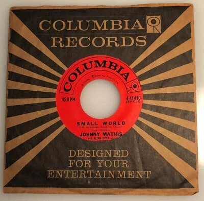 Johnny Mathis / Small World / 1959 Columbia 7" 45rpm / NM - Image 1 of 4