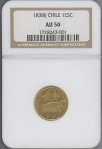 1838IJ Chile 1 Escudo NGC AU 50 KM#99 Fr.40 - Picture 1 of 2