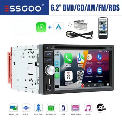 2 DIN Autoradio Apple Carplay Android Auto Bluetooth CD DVD AM FM RDS USB TF AUX - Bild 1 von 4