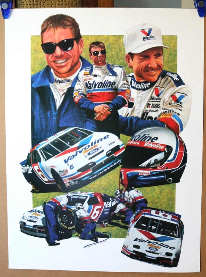NASCAR MARK MARTIN VALVOLINE ROUSH FORD LARGE FULL COLOR ART POSTER RON CRAWFORD - Image 1 of 1