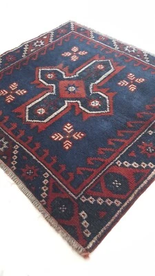 Antique Square Anatolian Cushion Rug Handmade Traditional Decor Rug Free Ship - Image 1 of 4