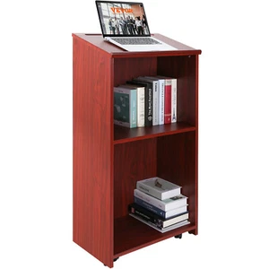 VEVOR Podium Stand 47 in Hostess Stand with Rolling Wheels&Storage Shelve Brown - Picture 1 of 12