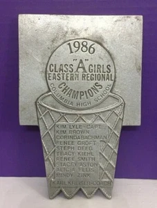 1986 Columbia High School PA Girls Basketball Champions Team Plaque Trophy - Picture 1 of 4