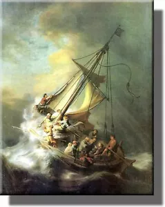 Cristo en la tormenta en el lago de Galilea, Rembrandt - Imagen en lata estirada - Imagen 1 de 4