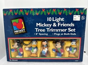 Vintage 10 Disney Mickey & Friends Weihnachtsbaumschneider Lichterkette Set  - Bild 1 von 8