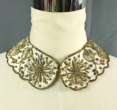 Gargantilla cuello seda con cuentas vintage copo de nieve hojas florales India años 50 Foto 1 de 4