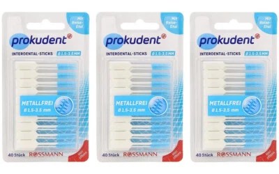 3 palos interdentales PROKUDENT palillos de dientes de goma tamaño XS 1,5-3,5 mm 40 un. Foto 1 de 3