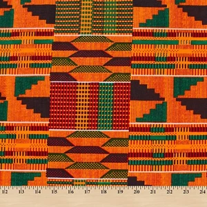 Kente African Print Fabric 100% Cotton 44'' wide sold by the yard (19006-2) - Picture 1 of 1