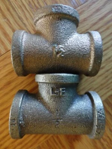 2 Pack 1/2" Brass FPT Female Threaded TEE Pipe Fitting Lot of 2 - Picture 1 of 4