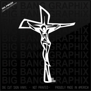 Cross Mid Century Modern Abstract Decal Sticker Vinyl Crucifix Catholic Jesus - Picture 1 of 4