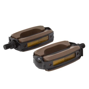 Classic Vintage Bow Style Bicycle Pedal Krate Rubber Pedals 1/2" Brown/Black - Picture 1 of 2