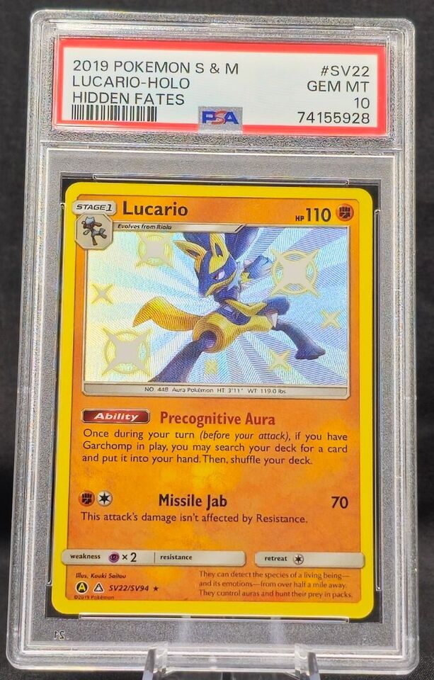 Pokemon: Lucario Hidden Fates SV22/SV94 PSA 10