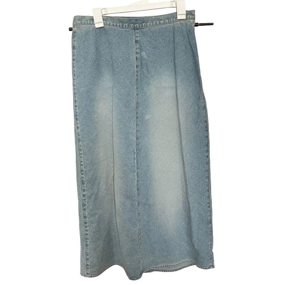Maxi falda para mujer Liz Claiborne Lizwear talla 10 denim lavado claro abertura trasera azul Foto 1 de 4