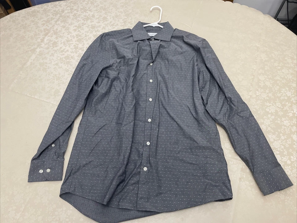 Michael Strahan Collection Mens Button Shirt Grey Polka Dot Size 16 34/35 - Image 1 of 1
