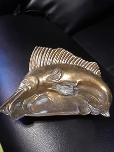 Gold Toned Metal Brass Tarpon Ashtray 6 1/2" x 4 1/2" - Picture 1 of 3