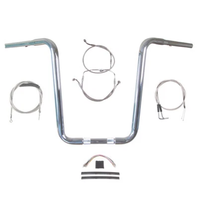 Комплект хромированного узкого 16-дюймового руля 1 1/4 дюйма 1996-2006 Harley Road Glide King Cruise - Изображение 1 из 2