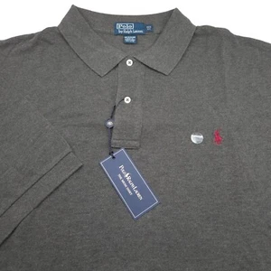 POLO RALPH LAUREN SHIRT -3XB BIG 3XL- GRAY HEATHER MESH PIQUE BURGUNDY PONY GOLF - Picture 1 of 10