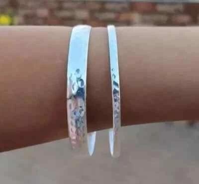 Set Of 2 Bangle Solid 925 Sterling Hammered Silver Handmade Women Bangle, M1269 - Image 1 of 4