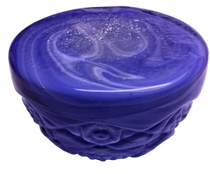 Antiker Kunstglas Briefbeschwerer Schlackenglas blau massiv Glas - Bild 1 von 6