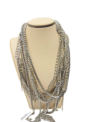 Комплект из 2 коренастый посеребренный многослойная цепочка заявление ожерелья - Изображение 1 из 4