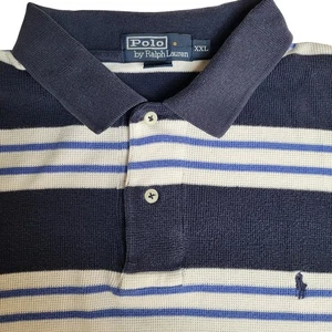 Polo Ralph Lauren Para Hombre XXL Azul Rayas Tejido Waffle Polo Azul Poni - Imagen 1 de 6