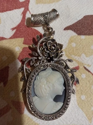 Spilla Cameo In Argento Massiccio 925 Vintage anni 80 - Immagine 1 di 4