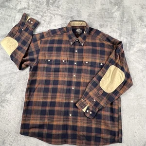 Vintage Willis & Geiger Shirt Mens Large Plaid Elbow Patch Flannel Hong Kong - Picture 1 of 17