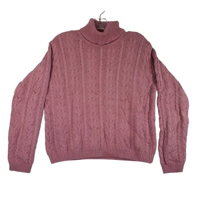 Suéter Pullover Lord & Taylor Tejido Cuello Alto Mezcla Algodón Malva Talla M Foto 1 de 4