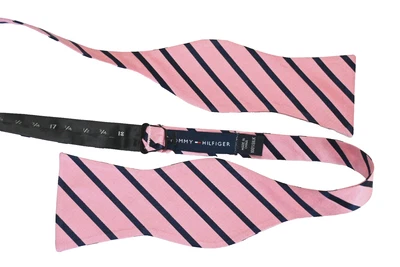 TOMMY HILFIGER MEN'S BOW TIE PINK/STRIPED WIDTH: 2.75" LENGTH: 13.1/4=18" - Image 1 of 2