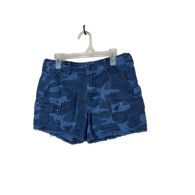 Lucky Brand Blue Camo Print Multiple Pockets Frayed Hem Cargo Shorts 25 - Image 1 of 4