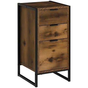 HOMCOM Industrial 3-Drawer Bedroom Chest of Drawers with Metal Frame, Brown - Picture 1 of 11