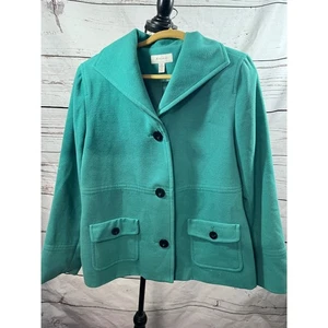 Blazer chaqueta para mujer JM Collection verde azulado con botones delanteros talla grande - Imagen 1 de 3