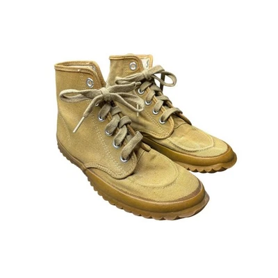 De Colección Años 70 LL Bean Talla Hombres’s 3.5 Mujeres’s 5 Lona Parte Superior Alta Zapatos Tenis Tostado Foto 1 de 4