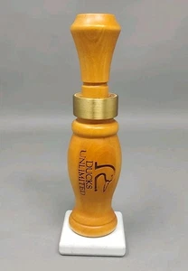 2013 Ducks Unlimited Pocatello Idaho Chapter Joe Bucher Wood Goose Call On Stand - Picture 1 of 11