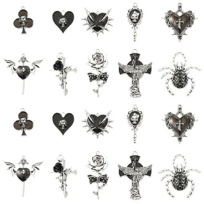 Эмалированные готические подвески подвески подвески, черные подвесные подвески в виде сердца подвески из сплава 20 шт. - Изображение 1 из 4