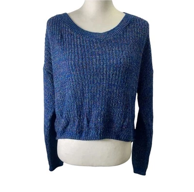 Suéter Express Para Mujer XS Azul Espalda Abierta Cuello Redondo Manga Larga Pullover Foto 1 de 4