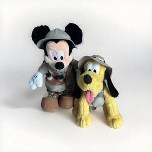 Safari Mickey & Pluto Soft Toy Bundle Disney Florida Exclusive Animal Kingdom - Picture 1 of 6
