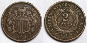 1868 Two Cent Piece - Picture 1 of 1