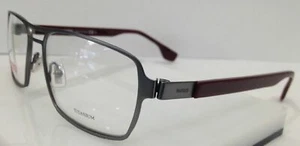 HUGO BOSS RED 0092 3S3 BRUSHED GUNMETAL TITANIUM EYEGLASSES FRAME 55-16-145 NEW - Picture 1 of 5