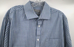 Michael Kors Regular Fit Stretch 16 1/2 34/35 Blue Check Plaid Button Up Shirt L - Picture 1 of 12