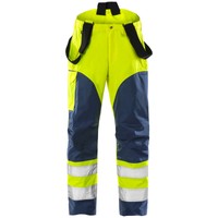 Mens HI VIS Contrast Work Trousers Knee Pad Pockets Half Elastic Waist