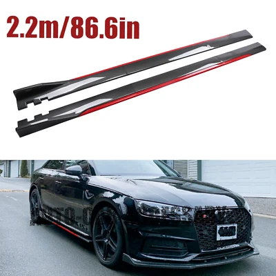 For AUDI A4-6 Q3-7 RS5 S5 Carbon Fiber Look 86.6" Side Skirt Extension Spoiler - Image 1 of 4