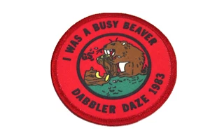 Vintage Girl Scout Patch I Was A Busy Beaver Dabbler Daze 1983 - Picture 1 of 2