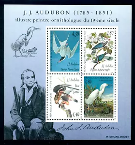 1995 Birds,Audubon,ornithologist,egret.pigeon,tern,buzzard,France,Mi. Bl. 16,MNH - Picture 1 of 1